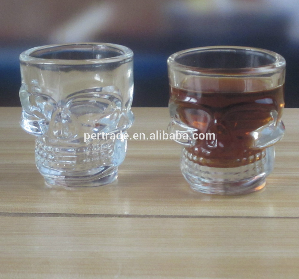 Machine Made Embossed Skull 1.5 Oz Shot Glasses