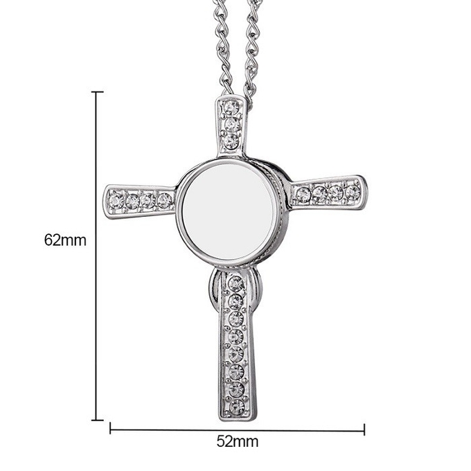 Sublimation Cross Necklace Pendant With Cubic Zirconia Sublimation Gift Blanks