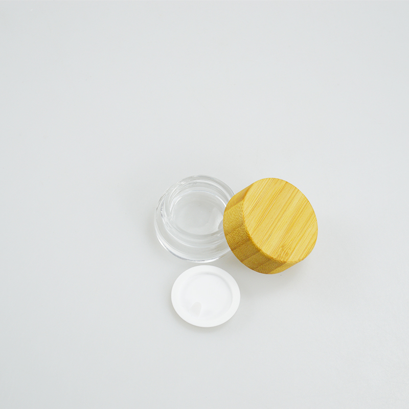 5g Frosted Clear Glass Jar with Bamboo Wood Lid Keep Your Cosmetic Face Cream Fresh