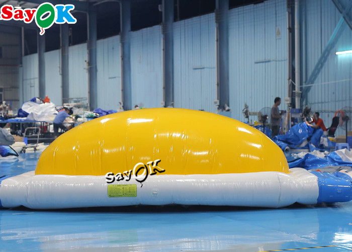 Inflatable Water Balls Yellow White 0.9mm PVC Inflatable Water Toys Obstacle Course Jumping Bouncing Bed