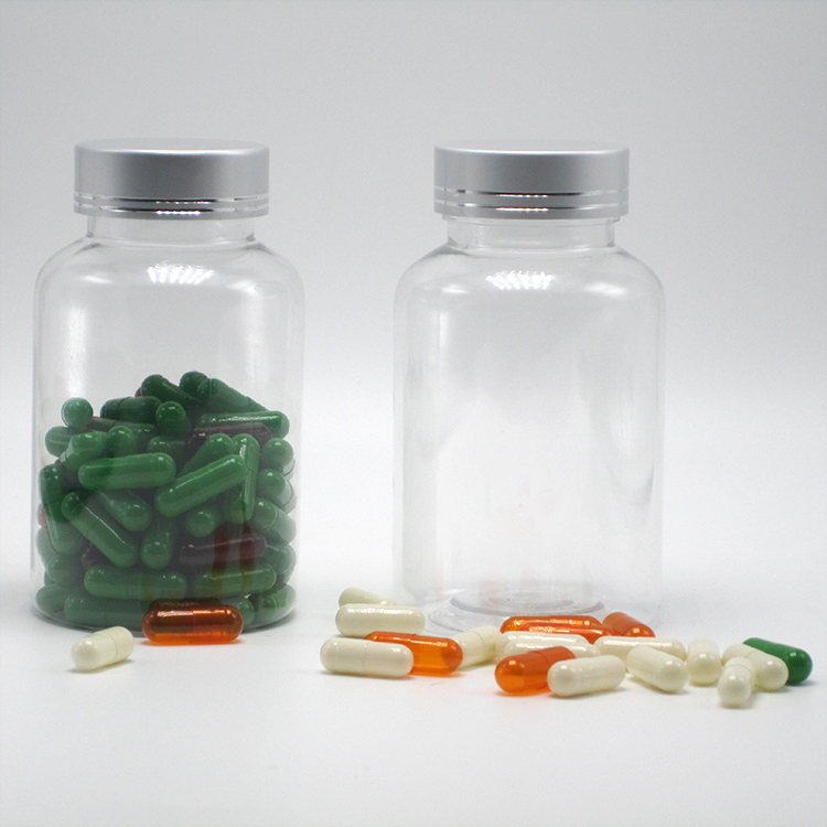 PET Plastic Bottle Boston Round White/Transparent Medicine Containers with Child Resistant Lids