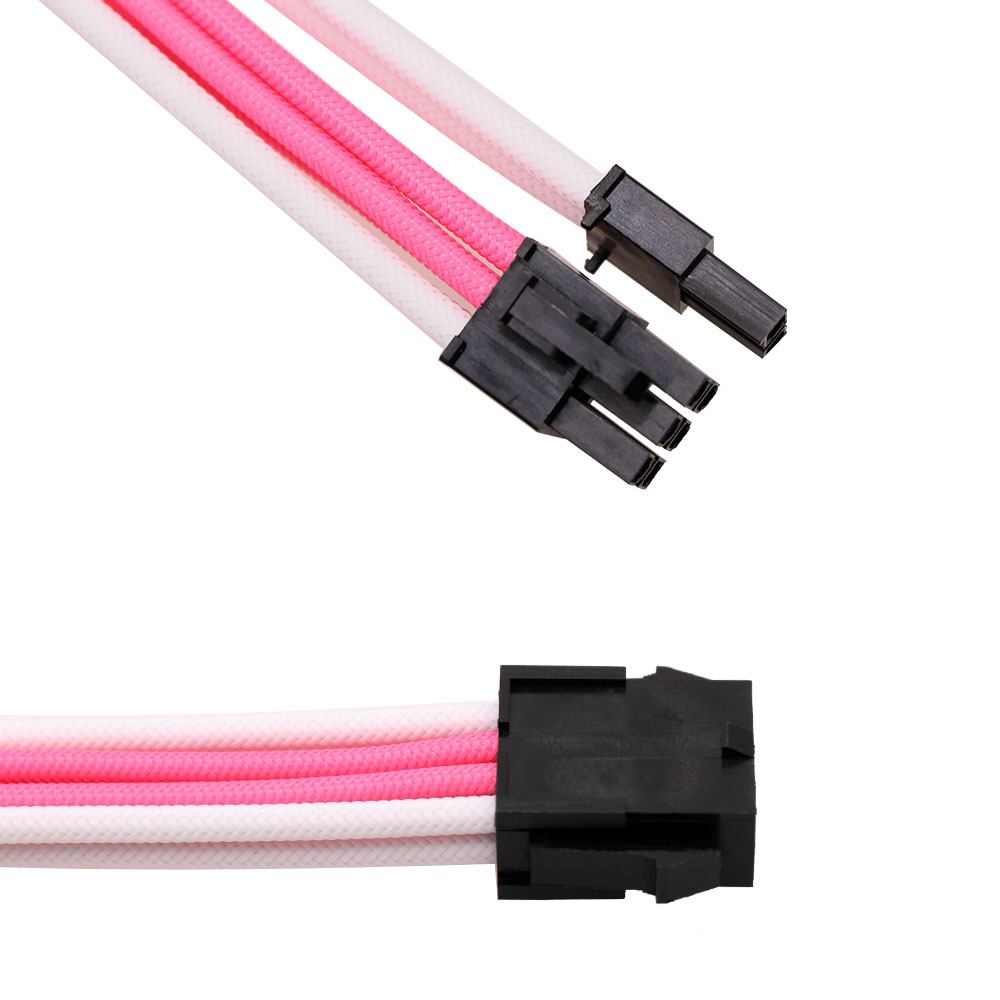 Power Supply braided Sleeved extension cable kit psu cable kit white&pink 18awg