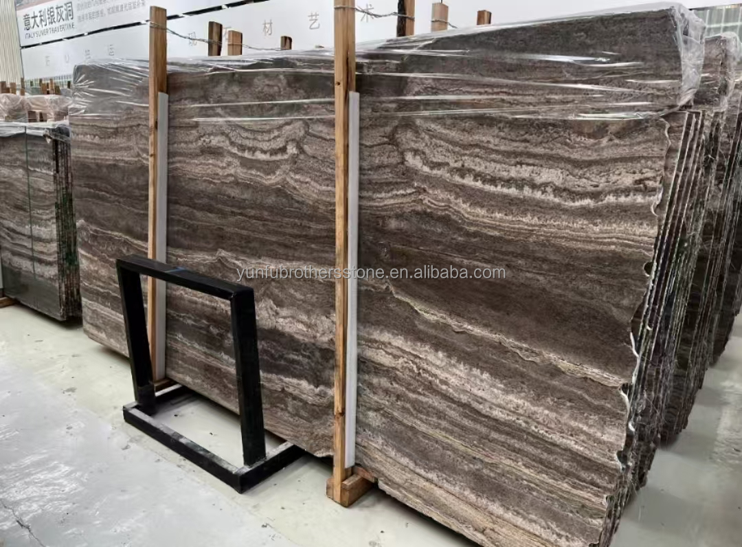 Travertine Marble Tile for Hotel Villa Polished Silver Stone Cladding and Decoration