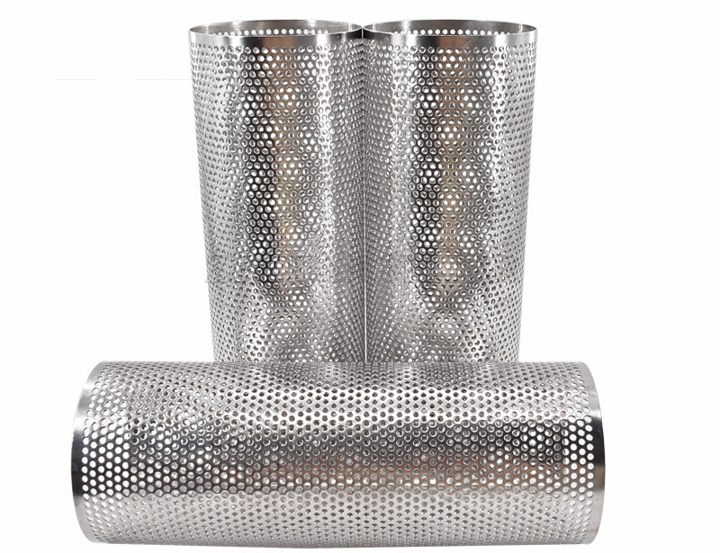 Round Hole 1mm Thick Wire Mesh Water Filter , Stainless Steel Filter Element