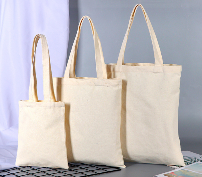White Navy Eco Canvas Bags Shopping Tote Bag For School Kids