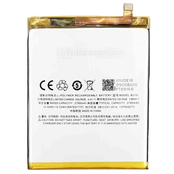 Stock 2760mAh Mobile Phone Battery For BU10 Meizu U10 3.85V Rechargeable