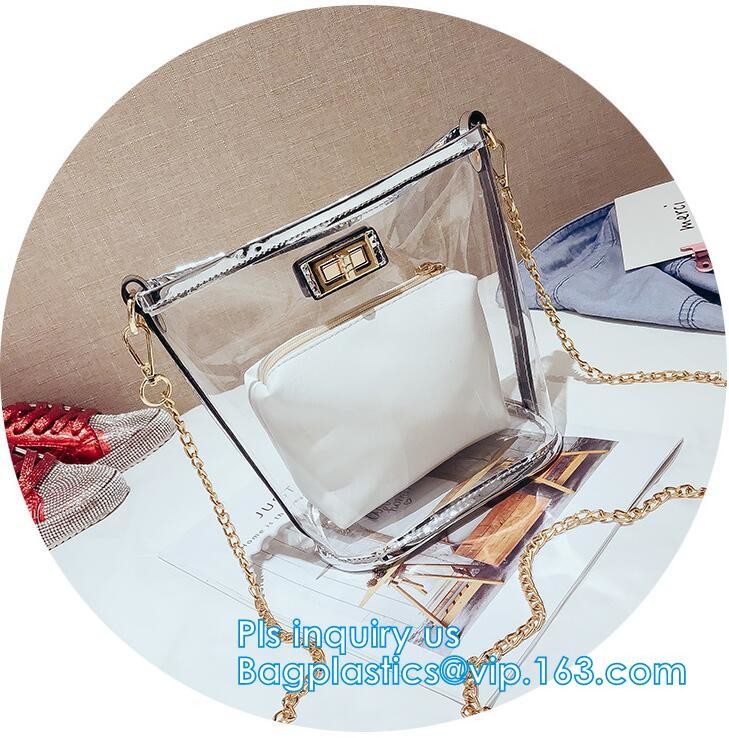 Gift bag clear shopping bag custom PVC plastic shopping bag, shiny pvc handle shopping hand bag clear tote bags ladies h