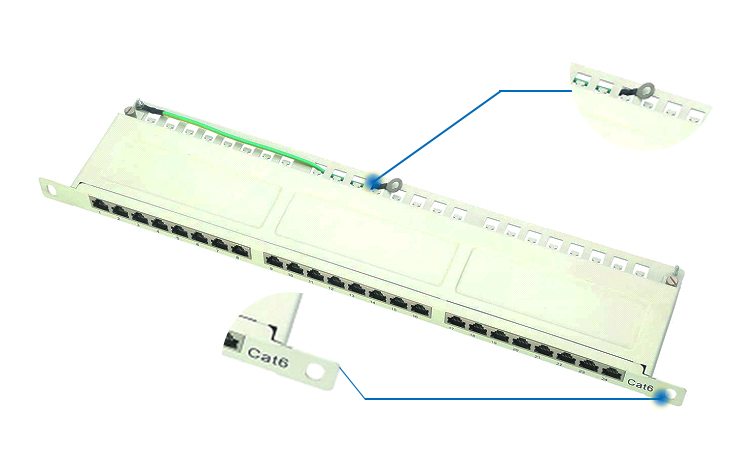 0.5U FTP 24 Port Network Patch Panel Suitable For 22 / 23 / 24 / 26AWG Solid Wires
