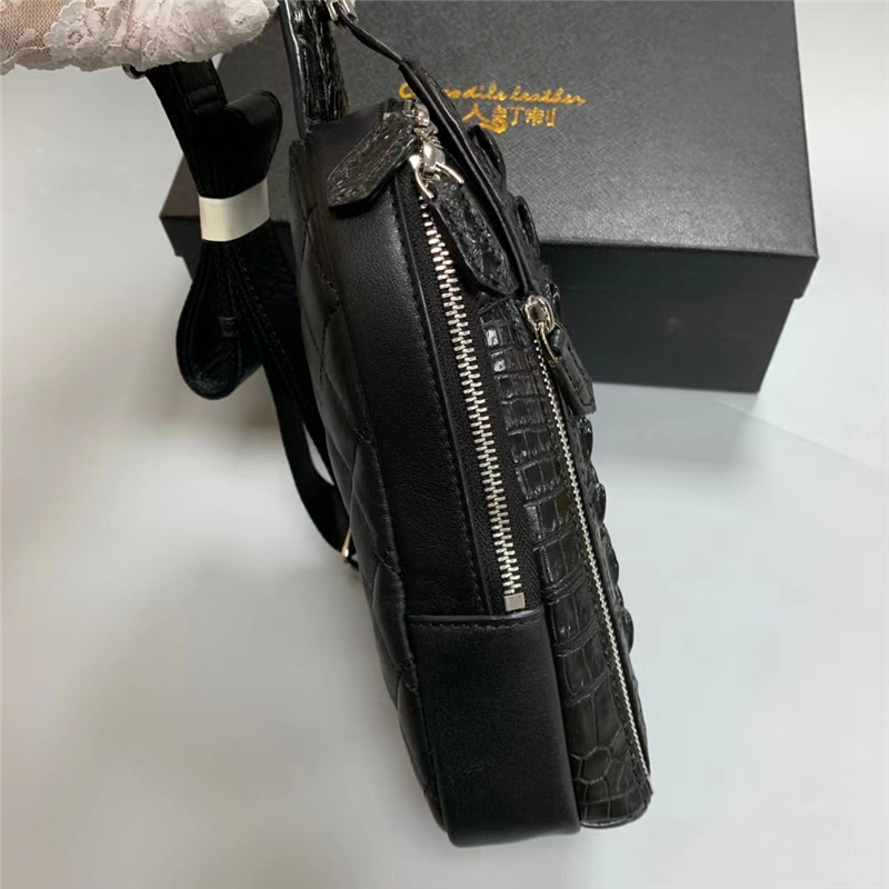 Authentic Real Crocodile Skin Men's Casual Chest Bag Small Travel Purse Genuine Exotic Alligator Leather Male Cross Bag