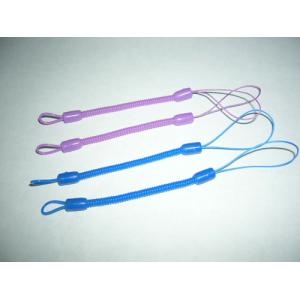 Custom Red/Blue Mini Short Pen Spiral Tethers w/Different Nylon Strap on Both