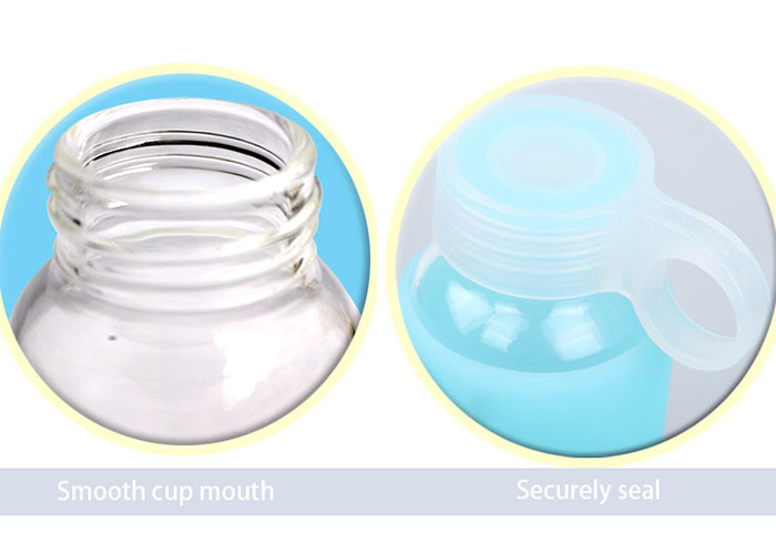 Blue Glass Water Bottle With Silicone Sleeve Heat Resistant Feature