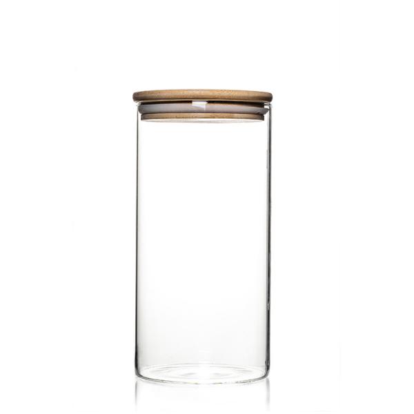 Wholesale Jar Food Storage Canister Transparent Borosilicate Glass With Bamboo