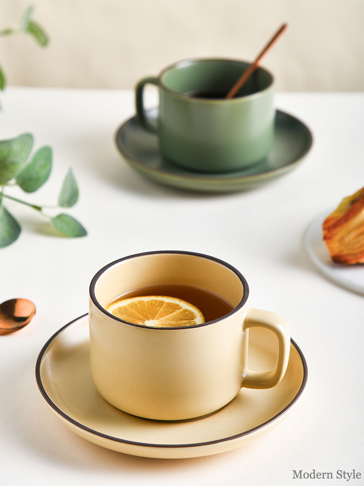 Nordic Design Style Handmade Ceramic Coffee Mug And Saucer Set For Sustainable Office