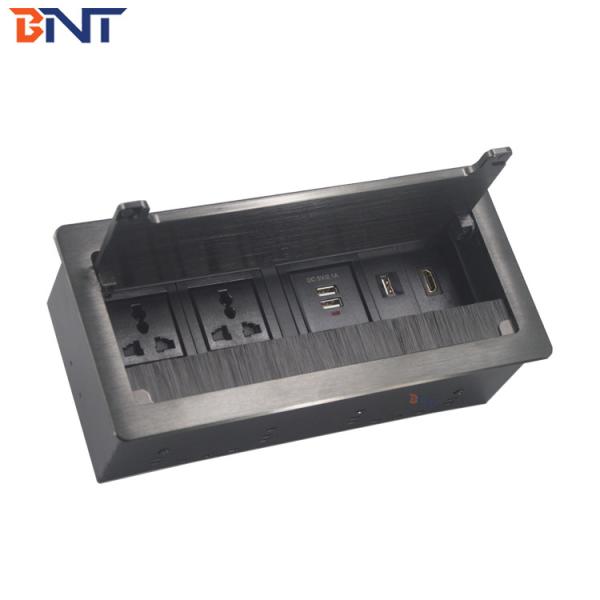 Factory Wholesale Brushed Aluminum Multimedia Office Hidden Desktop Power Socket