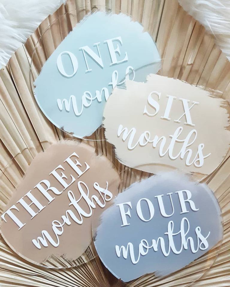 3D Recording Wooden Milestone Disc Baby Birth Wooden Monthly Milestone Cards