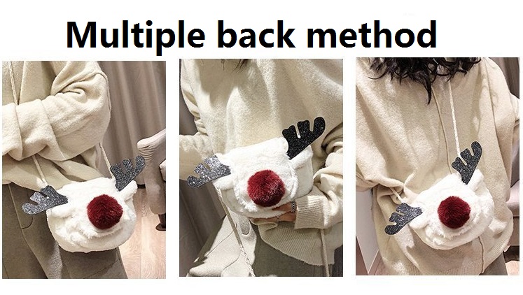 2022 new Luxury Winter Fluffy Reindeer antler handbag cute Plush Christmas Shoulder bag small gift bag for kids