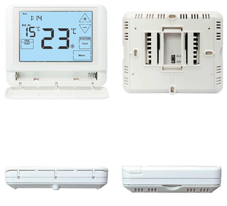 White Air Conditioner LCD Touch Screen Thermostat For Bedroom / Kitchen