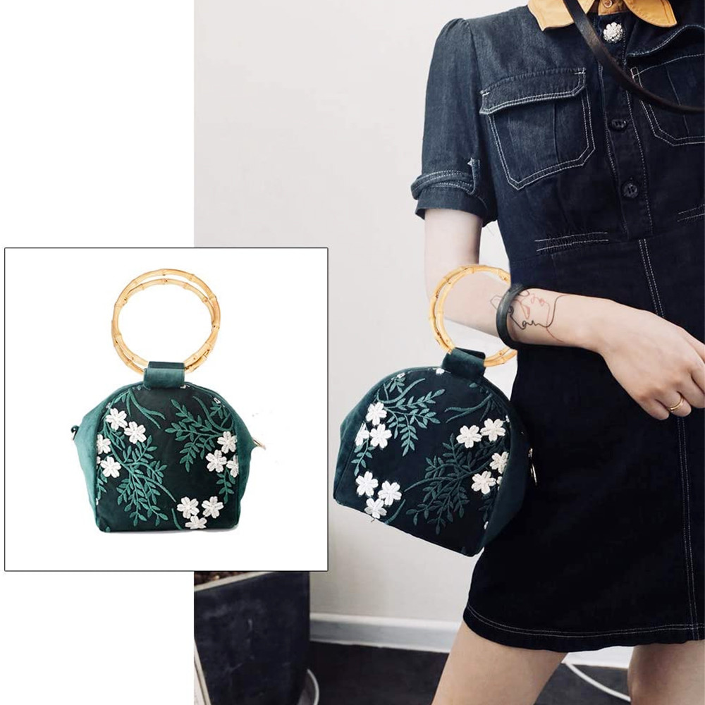 Luggage Accessories Natural Bamboo Bag Handle For Women Semicircle