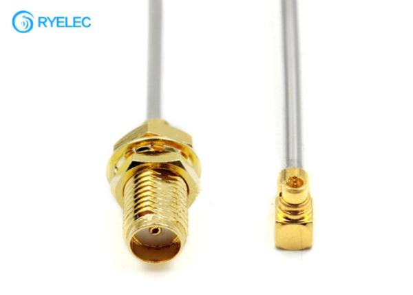 0-20GHZ SMA Female Bulkhead To MMCX Right Angle Male RG405 086 Semi-Rigid RF