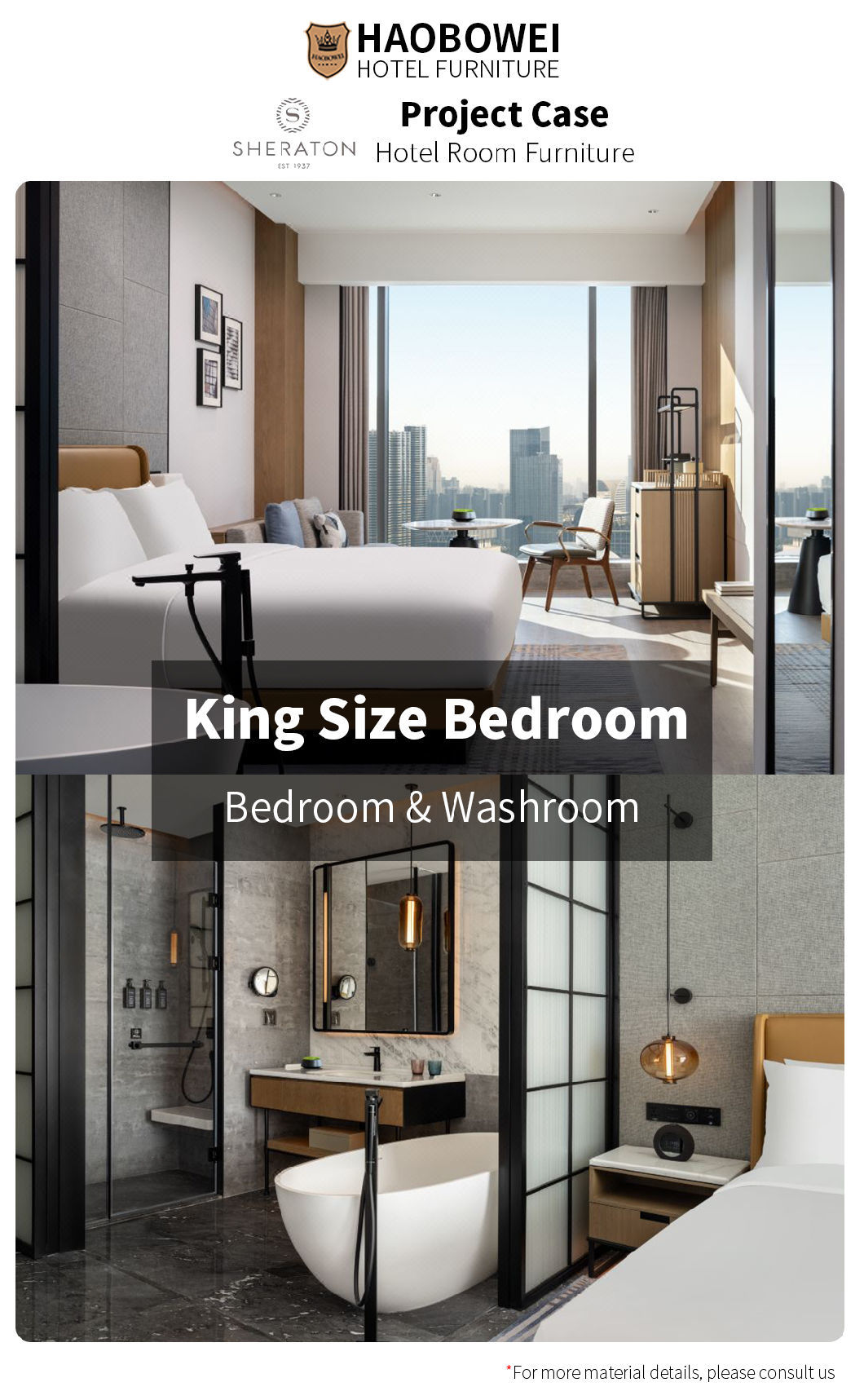 Sheraton by Marriott Business Hotel Modern Standard King Size Bedroom Furniture Set