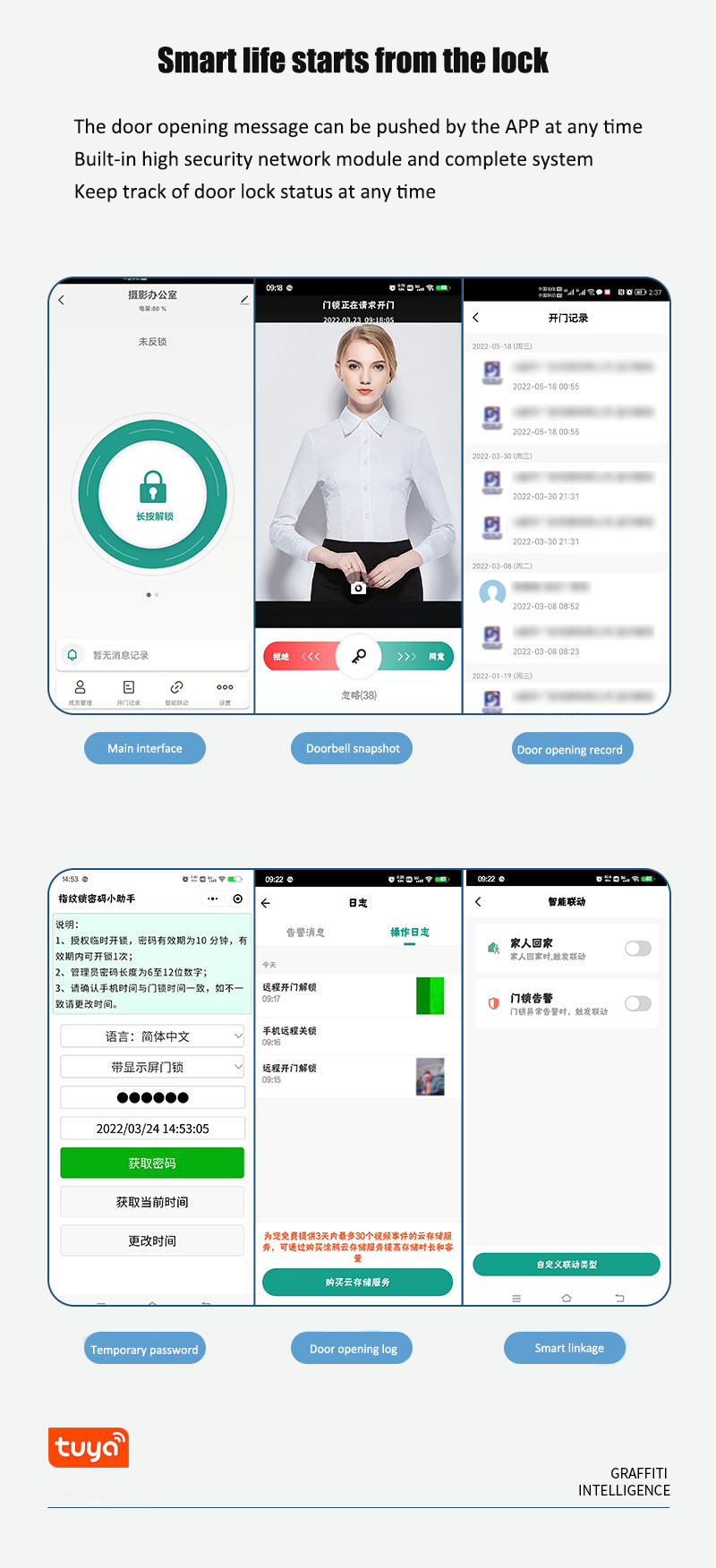 Qleung S802MAX Fingerprint Wifi Tuya App Remote Unlock Card Code Camera Digital Smart Home Door Lock