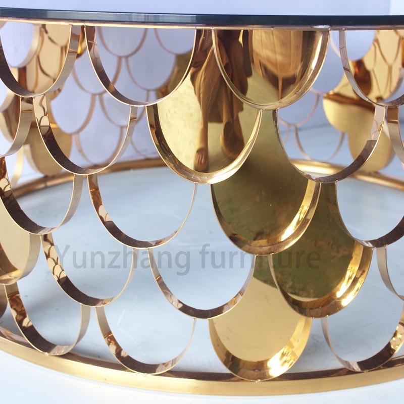 Tempered Mirror Glass Unique Center Table , Living Room Furniture Coffee Table