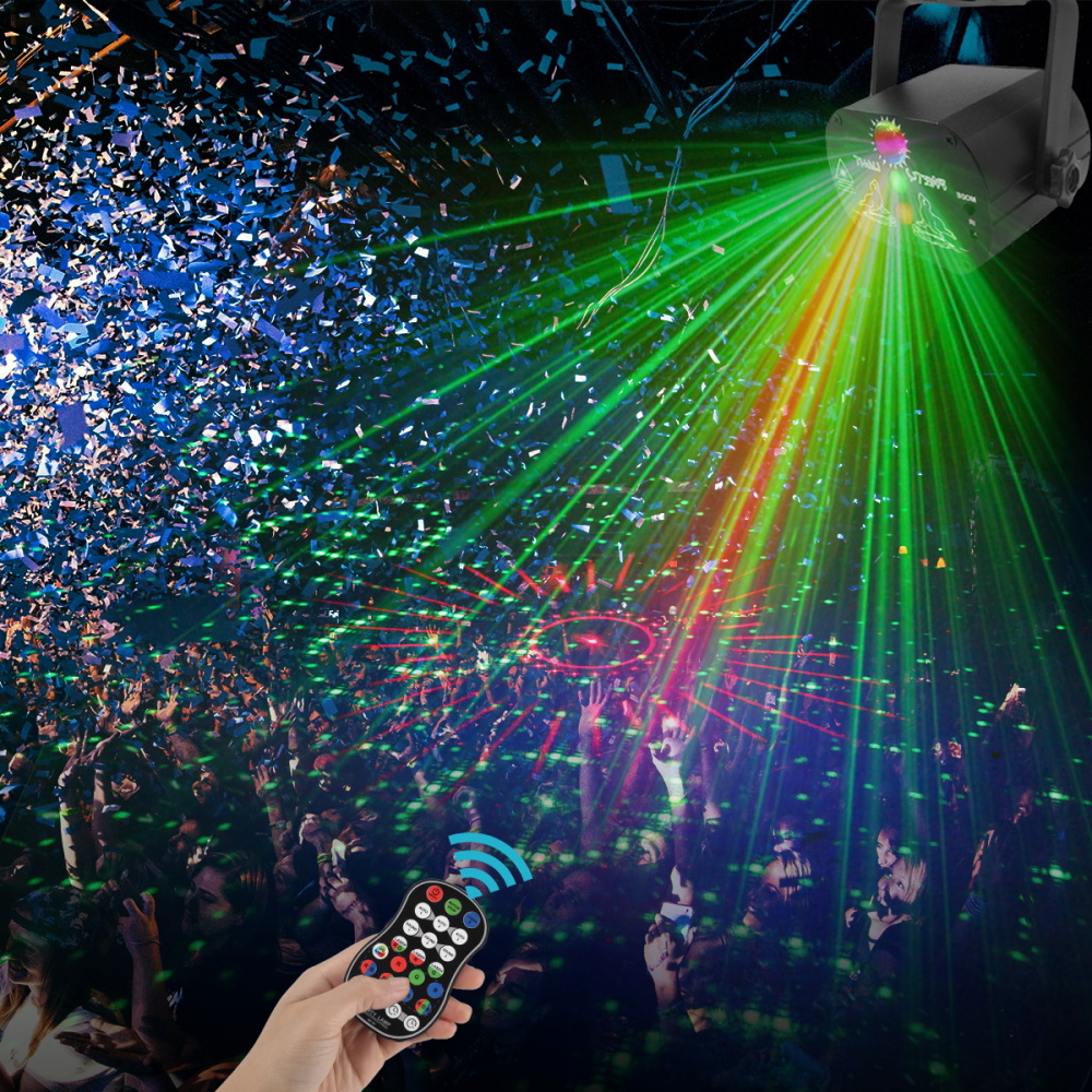 Party Disco Lights DJ Lights LED Sound Activated Remote Control RGB LED Stage Laser Light for Parties Holiday Decoration