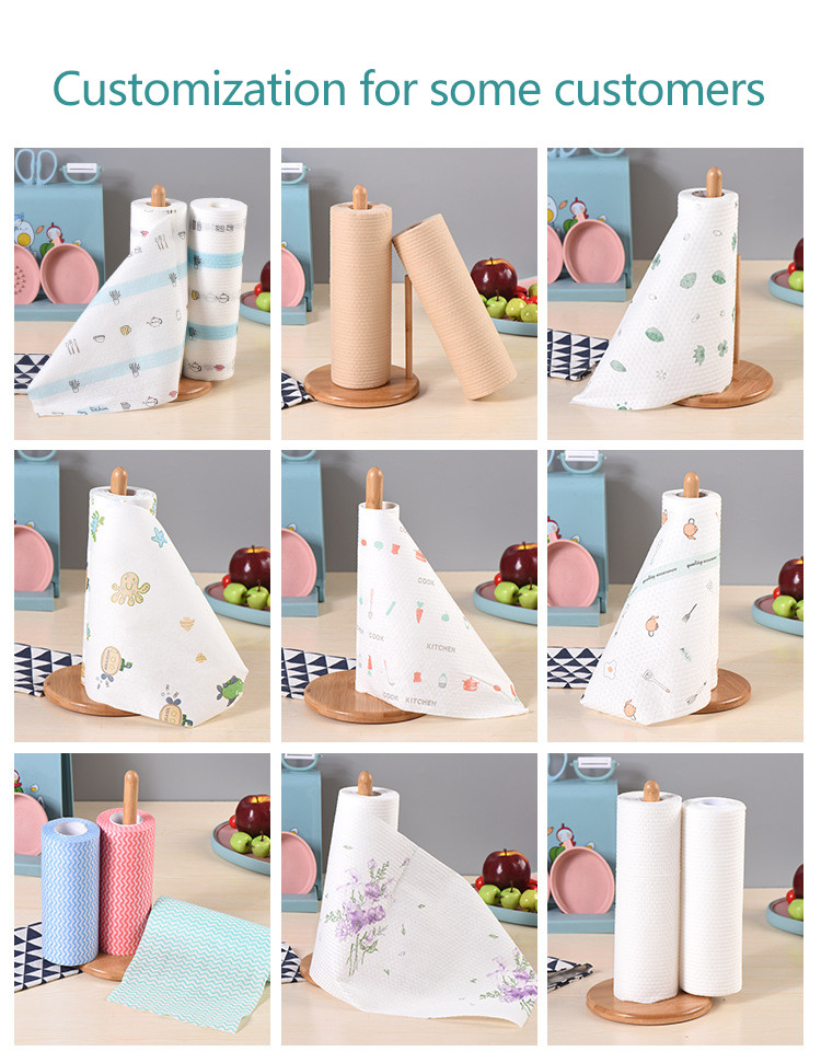 Biodegradable Reusable Spunlace Nonwoven Fabric Bamboo Fiber Towel Cleaning Cloths Roll