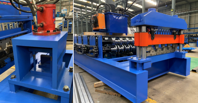 Metal decking machine with logo punching