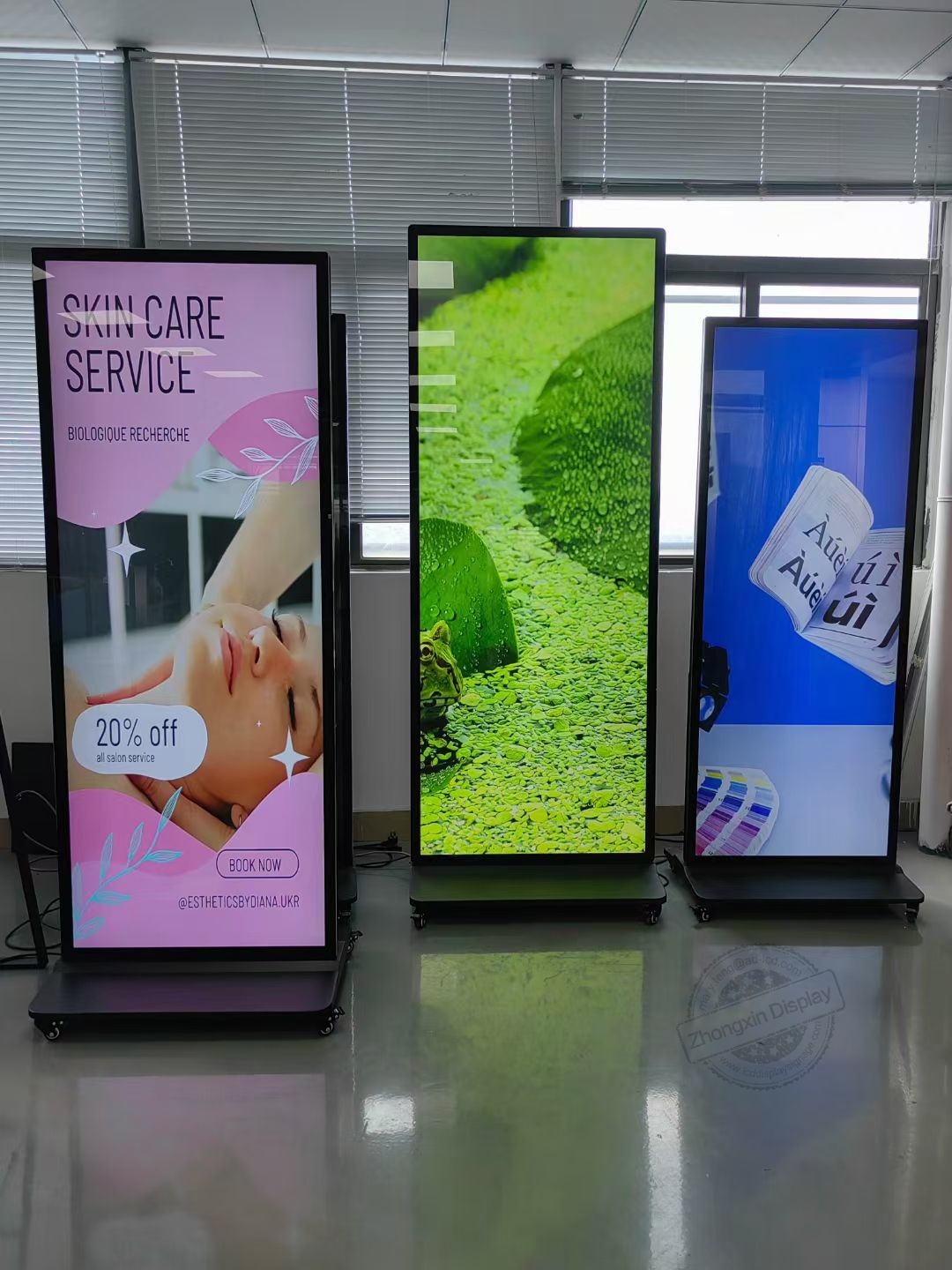75inch 3840*1440 Resolution Android/Windows Free standing lcd monitor with 4000