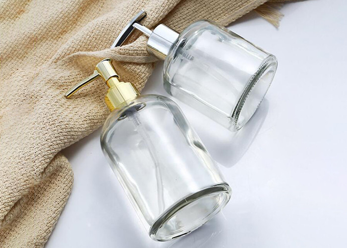Hotel Bathing Washing Glass Shampoo Bottle With Sprayer Pump Anti Shock