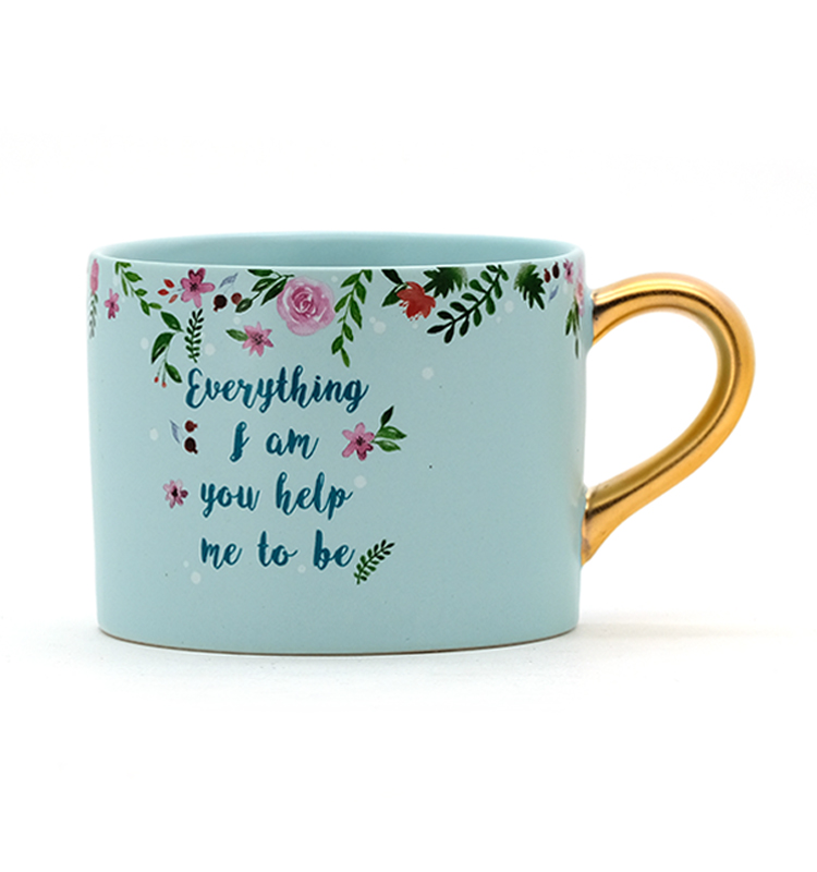Lovely Mothers Day Crockery Elegant Design Mom Gift Ceramic Mug Coffee With Gold Handle