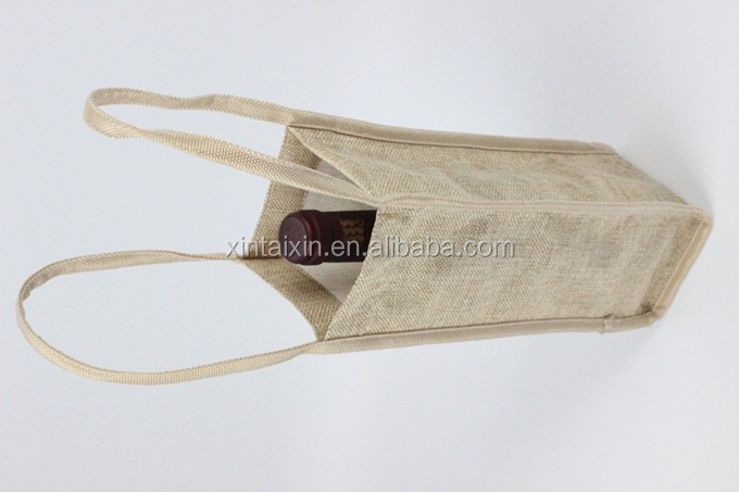 2021 Low price 1 bottle jute wine carrier bag high quality customized canvas wine bag reusable gift carry case