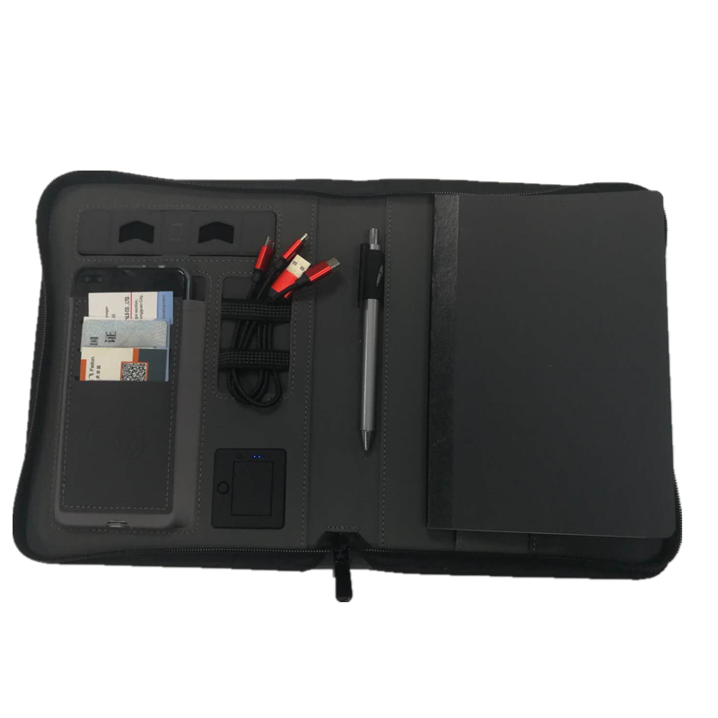 Waterproof Portable Zippered Leather Portfolio , PU Leather File Folder With Zipper