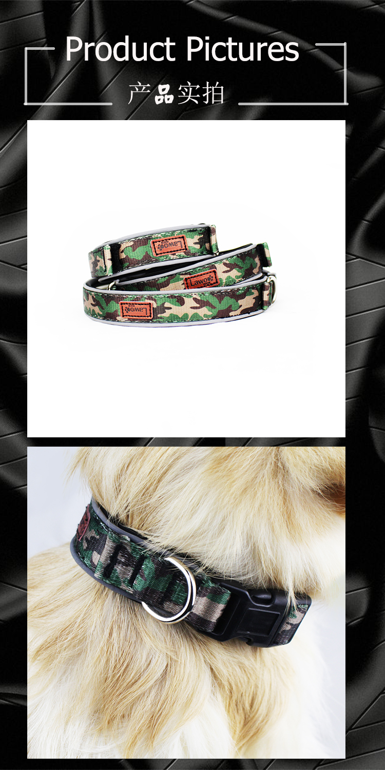 Luxury Pattern Reflective Big Nylon Dog Collars , Pet Accessories Custom Dog Collar