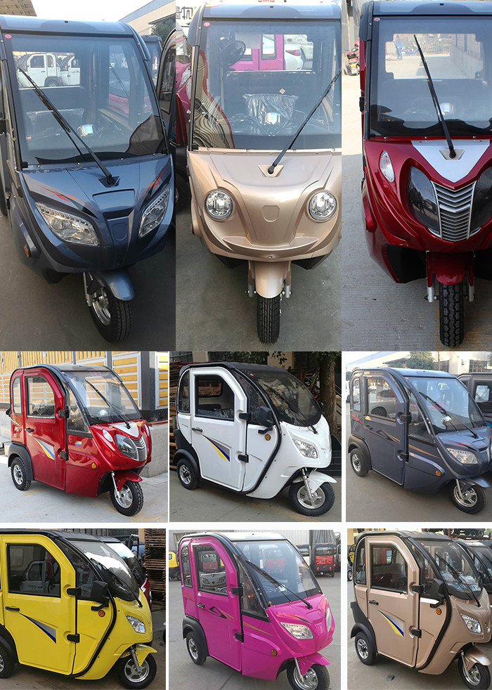 3 Seats Enclosed Electric Tricycle 1000 W Easy Operation For Adult Optional Color