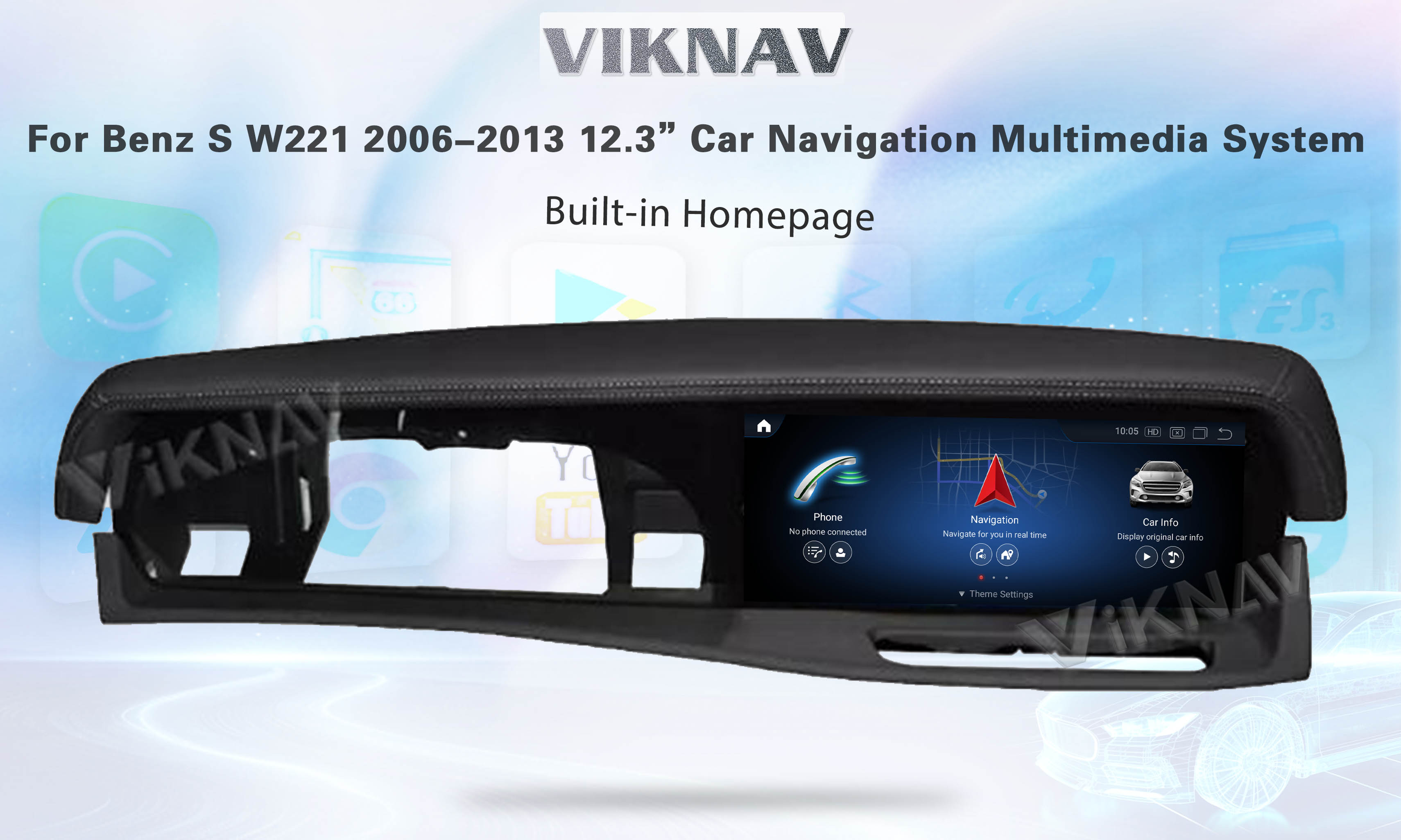 12.3 Inch Mercedes Android Screen Hear Unit Touch Screen For Benz S Class 2006-2013