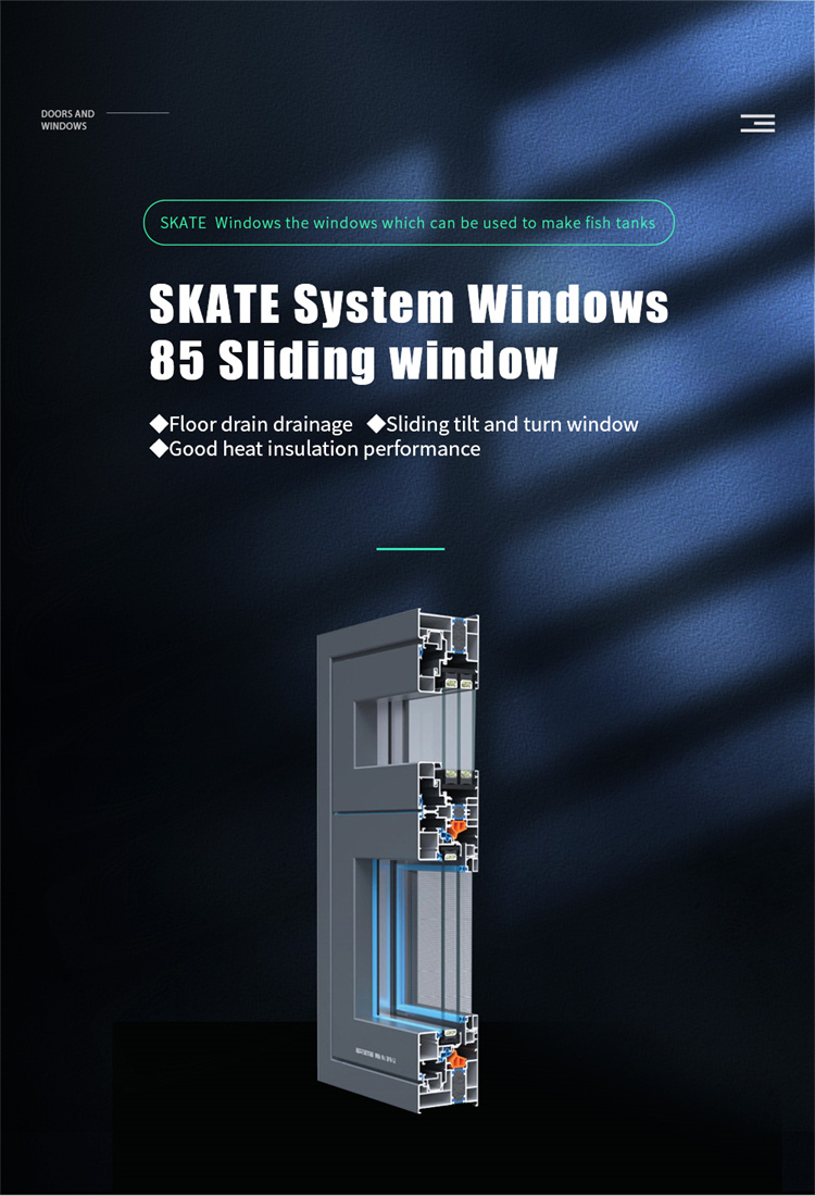 SKATE 85 Series Sliding Window Custom Design Aluminium Windows for Modern Buildings