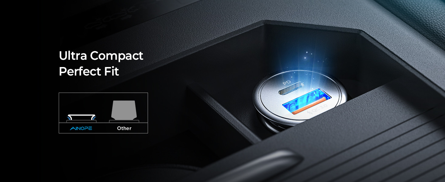 Metal Mini PD QC3.0 Car Charger Dual Port Usb C OEM/ODM 48W With Light Charger