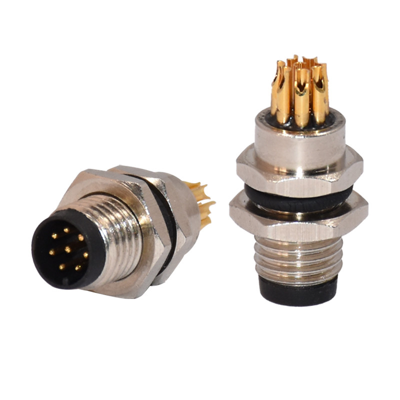 M8 Male 8pins Panel Mount Solder Waterproof IP67 Soldering Socket Mount Connector