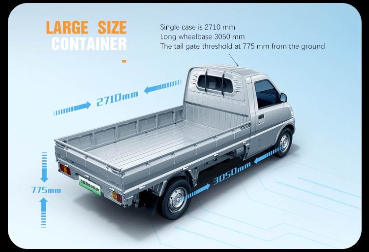 2023 Light Cargo Truck Electric Mini Truck 4x4 Pickup Truck Wuling Auto Van Ev 50 Electric Cars Adults Vehicle