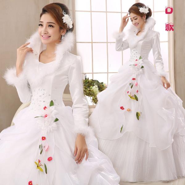 Autumn and winter 2015 wedding long-sleeved thick white newest princess cotton