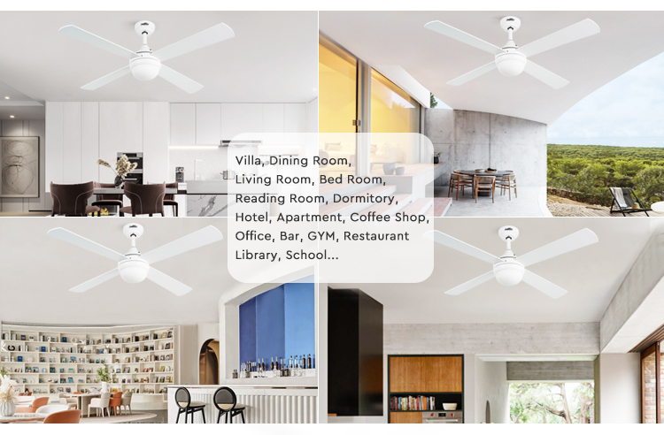 LED Ceiling Fan with Light and AC Motor Stylish Design Support Dimmer 4 MDF Blades