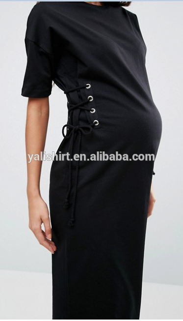 Shenzhen factory custom maternity t shirt long dress with corset