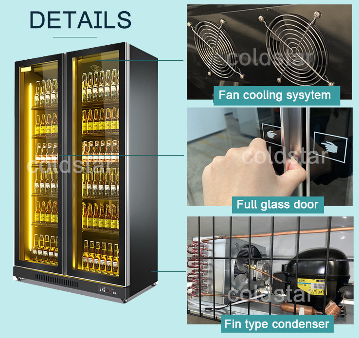 Fan Cooling Glass Door Upright Refrigerator For Sell Monster Energy Drink Display Fridge