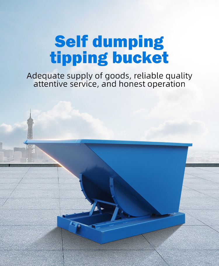 Outdoor Forklift Self Dumping Hopper Bin Steel Tipping Bin Customized Size Color