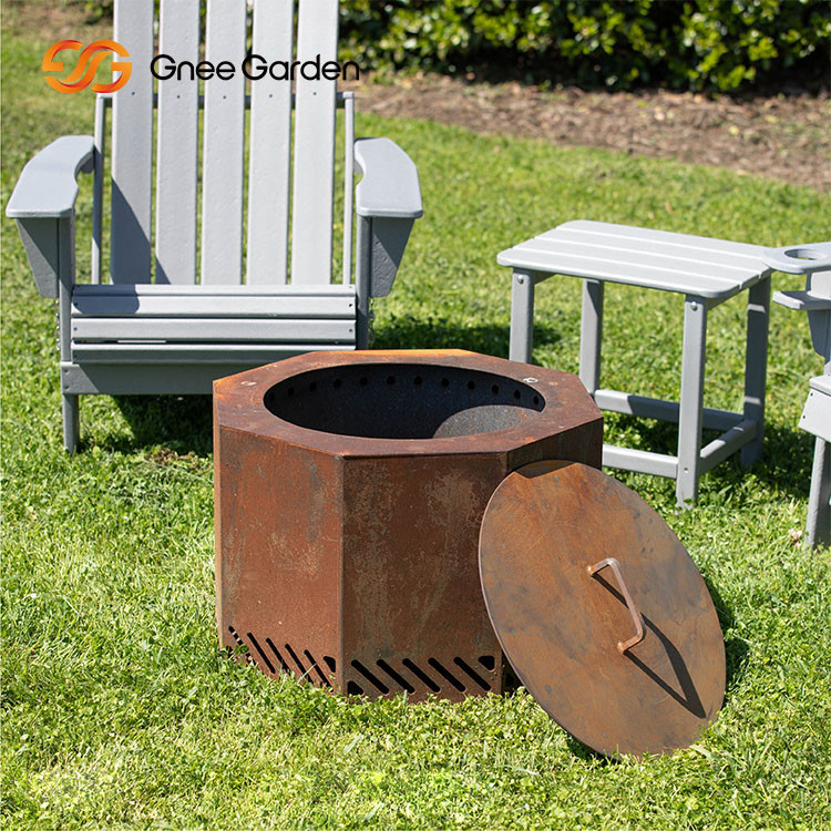 Outdoor Garden Campfire Wood Burning Corten Steel Metal Fire Bowl Round Rustic Fire Pit