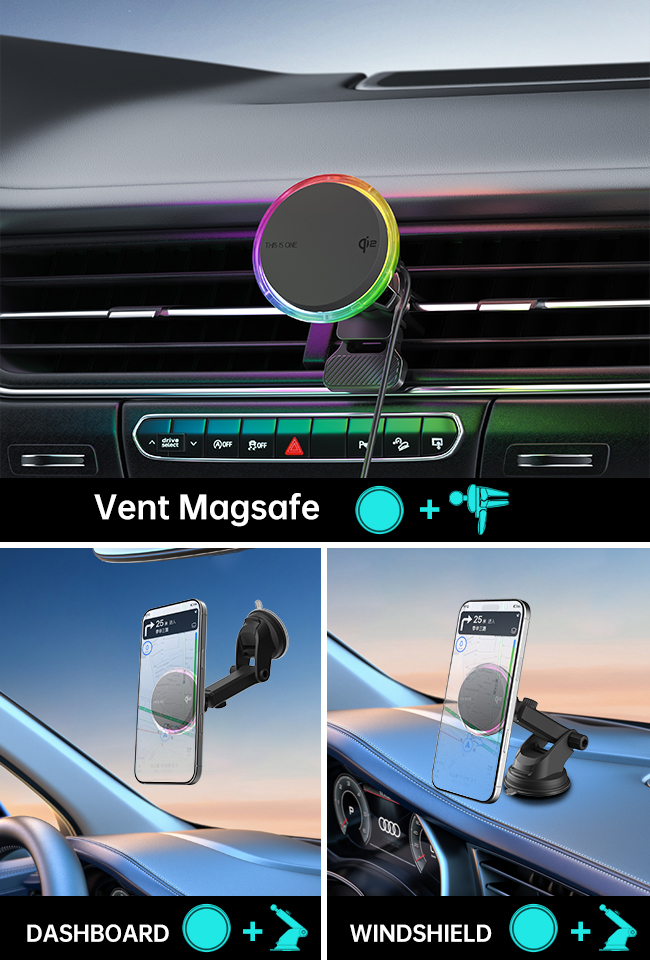 QI2 Touch To Switch Light Color Wireless Charging Station Customizable Unique Frosted Lens Charging