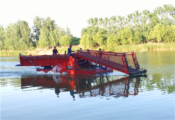 Hydraulic River 4000M/H Trash Skimmer Machines With Storage Bin