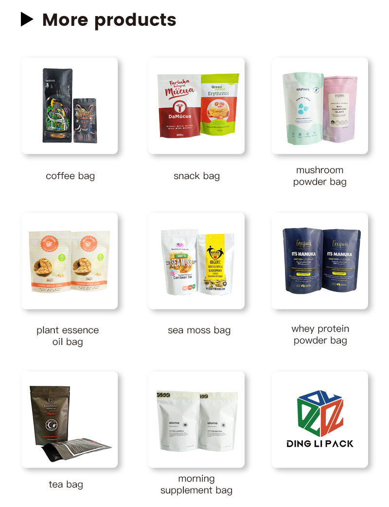 OEM Logo Eco Friendly Custom Stand Up Pouch Packaging With Zipper